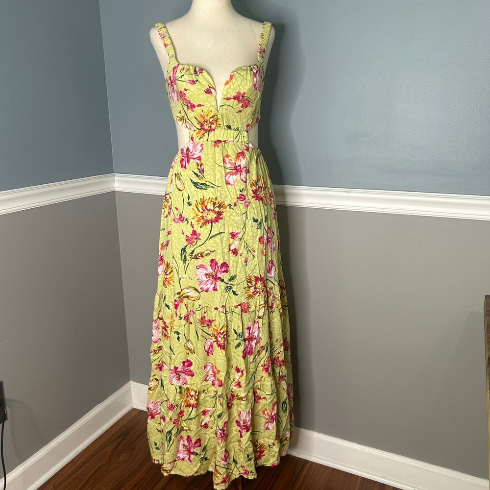 Lulus Floral Maxi Dress‎ Cutout Sweetheart Neckline Summer Dress Size S